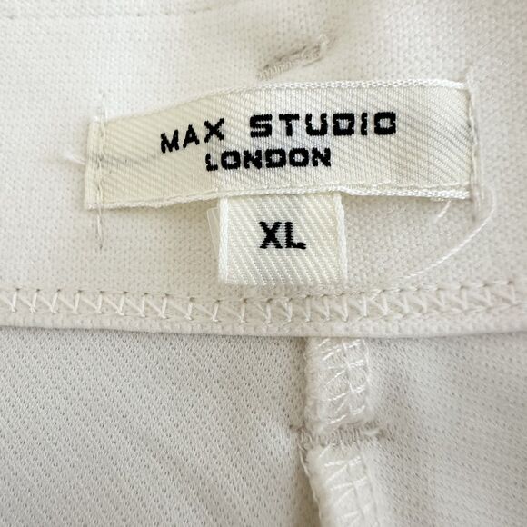 Max Studio London Wide Leg Culotte Pants XL Off White Stretch Pull On Minimalist - Picture 7 of 12